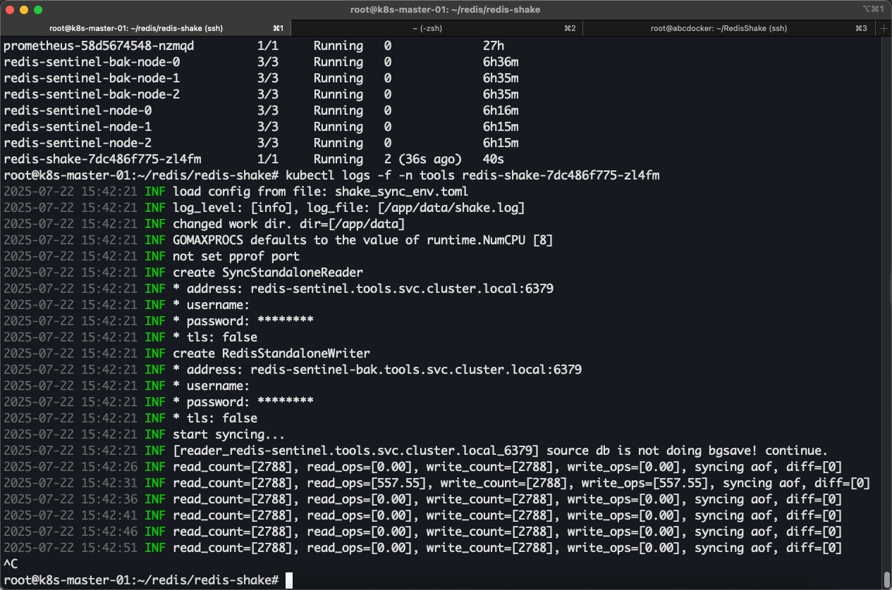 Kubernetes部署RedisShake实现Redis哨兵异地灾备